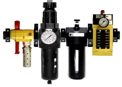 CONJ. DE PROTEÇÃO DE ENTRADA COM VÁLVULA LOX, FILTRO REGULADOR E LUBRIFICADOR E VÁLVULA DE SEGURANÇA M35, 1/2&quot; BSP