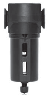 FILTRO 1/4&quot; BSP, COPO EM POLICARBONATO, FILTRO DE 5 MICRONS, DRENO AUTOMÁTICO