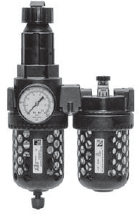 FRL 3/4&quot; BSP,  FR+L, COPO TRANSPARENTE COM PROTEÇÃO, DRENO MANUAL, 5 MICRONS, 0 - 8,6 BAR, COM MANÔMETRO