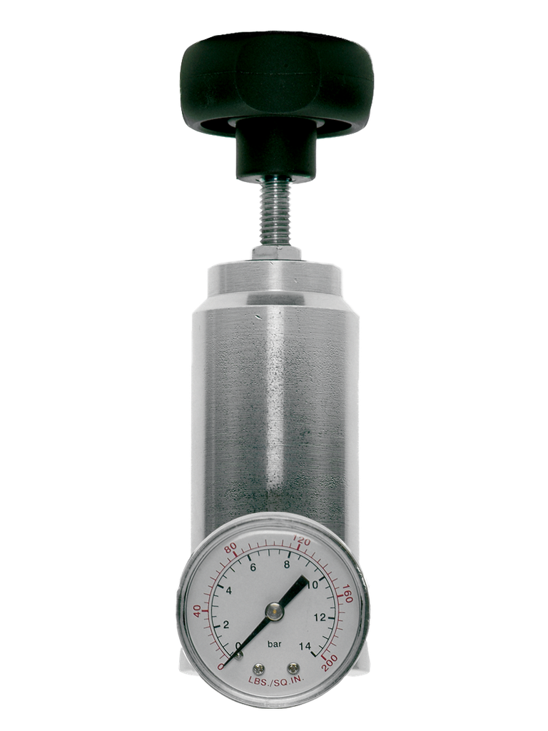 REGULADOR DE PRESSÃO TIPO PISTÃO 1/4&quot; BSP, FAIXA DE AJUSTE DE PRESSÃO 0 - 27 BAR, COM MANÔMETRO