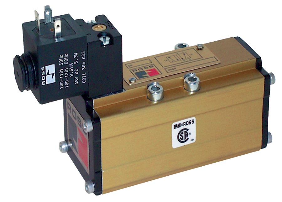 VÁLVULA SIMPLES SOLENÓIDE, 5/2 VIAS, ISO 1, 24VDC, CONSTRUÇÃO TIPO POPPET, COM PILOTO CORPO METÁLICO