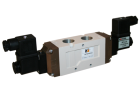 VÁLVULA SOLENÓIDE, 5/3 VIAS, CENTRO FECHADO, CONEXÕES 1/4&quot; BSP - 24VDC